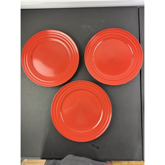Rachel Ray Double Ridge RED 11" Dinner Plates set of 3 - Picture 1 of 8